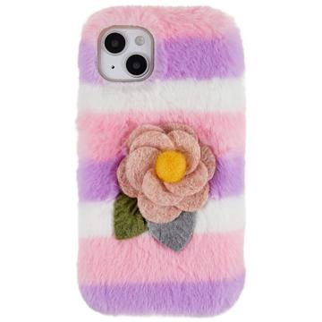 Husă TPU iPhone 14 Plus - 3D Plush Iarnă cu Blană - Roz Rosa