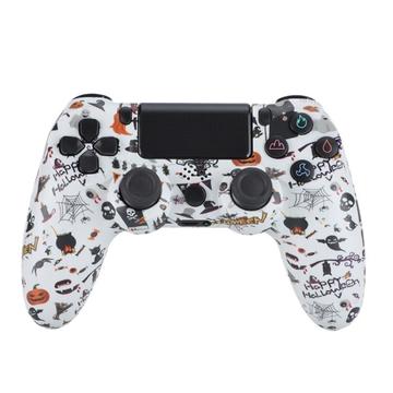 Controler de jocuri fără fir Gamepad pentru PS4 Joystick de joc cu difuzor și mufă pentru căști stereo - Halloween alb