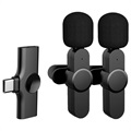 Lavalieră / Microfon Clip-On Wireless pentru Smartphone - USB-C - Negru