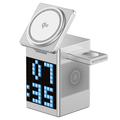 WiWU W043 Încărcător wireless 5-în-1 cu afișaj RGB cu pixeli, difuzor Bluetooth - argintiu