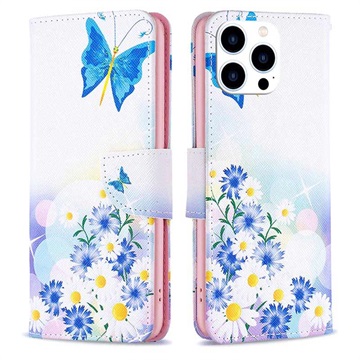 Husă Portofel iPhone 14 Pro - Wonder - Fluture Albastru