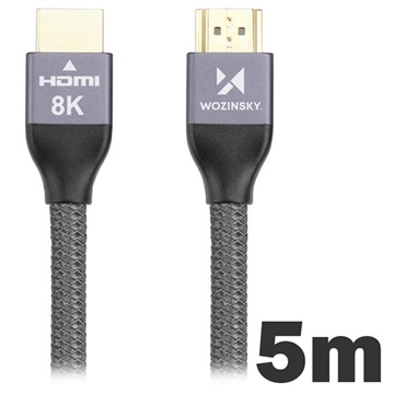 Cablu HDMI 2.1 8K 60Hz / 4K 120Hz / 2K 144Hz - Wozinsky - 5m - Gri