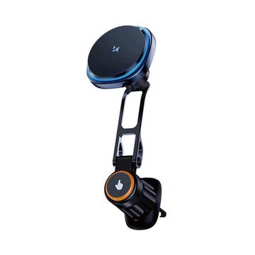 Suport auto Wozinsky WCT5-6S2Y cu încărcător wireless 15W Qi/MagSafe - Negru