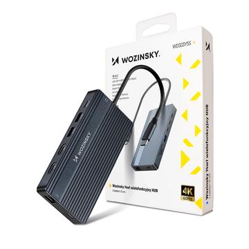Wozinsky WDS03Y5S Hub USB-C 14 în 1 cu suport pentru trei monitoare - Gri