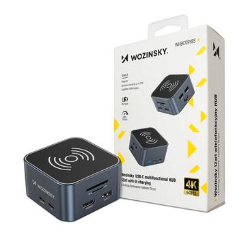 Wozinsky WHBC09Y8S Hub USB-C multifuncțional 12 în 1 cu încărcare wireless 15W - Gri