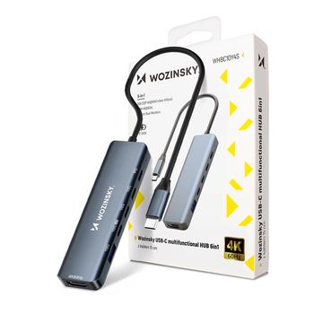 Wozinsky WHBC10Y4S Hub multifuncțional 6 în 1 USB-C - Gri
