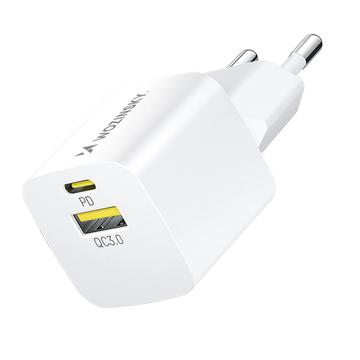 Încărcător de perete cu două porturi Wozinsky WWCEAC 33W GaN - USB-A, USB-C - Alb