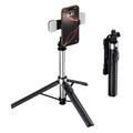 Trepied pentru selfie stick Bluetooth X2 cu telecomandă și două lumini de umplere - Negru