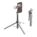Trepied pentru selfie cu Bluetooth X2, telecomandă și două lumini de umplere - Alb
