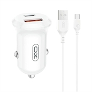 XO CC69 30W Încărcător auto cu două porturi și cablu USB-C