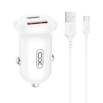 XO CC69 30W Încărcător auto cu două porturi și cablu USB-C
