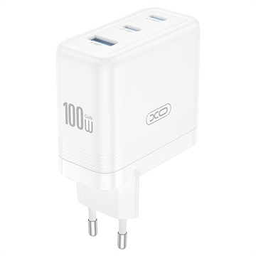 XO CE35 100W încărcător de perete PD - 2x USB-C & USB-A - alb