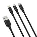 XO NB173 Cablu 3 în 1 - USB-C, Lightning, MicroUSB - 1,2 m - negru