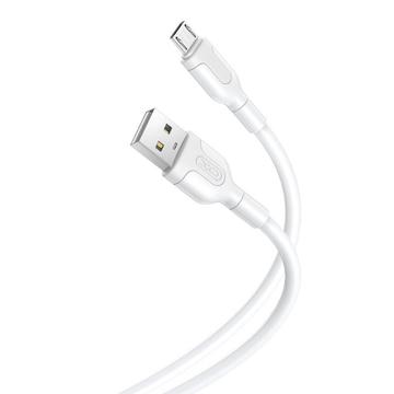 XO NB212 Cablu de la USB la MicroUSB - 1m, 2.1A - alb