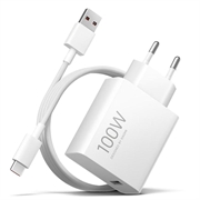 Încărcător de călătorie Xiaomi GaN de 100W cu cablu USB-C MDY-19-ER - Alb
