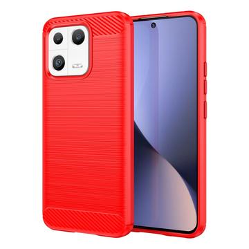 Husă TPU Brushed Xiaomi 13 - Fibră de Carbon - Roșu