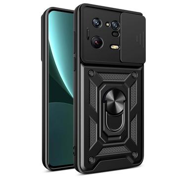 Husă Hibridă Xiaomi 13 Pro cu Inel Rotativ cu Ecran pentru Cameră - Negru