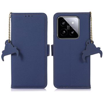 Husă Piele Portofel cu RFID Xiaomi 14 Pro - Albastru