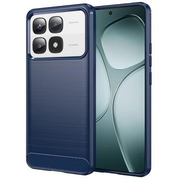 Husă TPU Brushed Xiaomi 14T Pro - Fibră de Carbon - Albastru