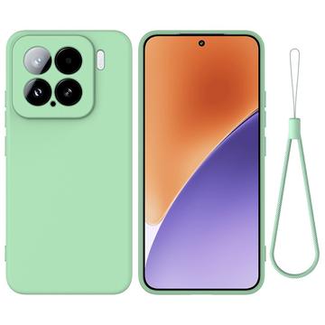 Husă din silicon lichid Xiaomi 15 cu curea de mana - verde