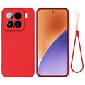 Husă din silicon lichid Xiaomi 15 cu curea de mana - Roșu