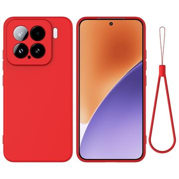 Husă din silicon lichid Xiaomi 15 cu curea de mana - Roșu
