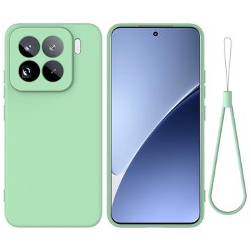 Husă din silicon lichid Xiaomi 15 Pro cu curea de mana - verde