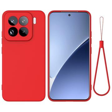 Husă din silicon lichid Xiaomi 15 Pro cu curea de mana - Roșu