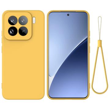 Husă din silicon lichid Xiaomi 15 Pro cu curea de mana - Galben
