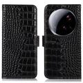 Husă Piele Portofel cu RFID Xiaomi 15 Ultra - Crocodile - Negru