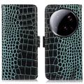Husă Piele Portofel cu RFID Xiaomi 15 Ultra - Crocodile - Verde