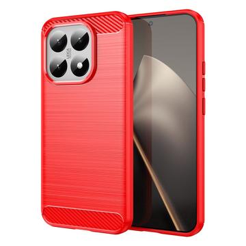 Husă TPU Brushed Xiaomi 15T - Fibră de Carbon - Roșu