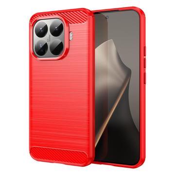 Husă TPU Brushed Xiaomi 15T Pro - Fibră de Carbon - Roșu