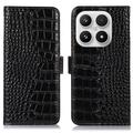 Husă Piele Portofel cu RFID Xiaomi 17 - Crocodile - Negru