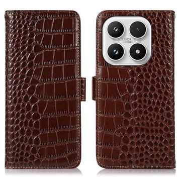 Husă Piele Portofel cu RFID Xiaomi 17 - Crocodile - Maro