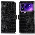 Husă Piele Portofel cu RFID Xiaomi 17 Pro - Crocodile - Negru
