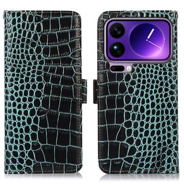Husă Piele Portofel cu RFID Xiaomi 17 Pro Max - Crocodile - Verde