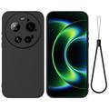 Husă din silicon lichid Xiaomi 17 Ultra cu curea de mana - Negru