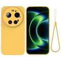 Husă din silicon lichid Xiaomi 17 Ultra cu curea de mana - Galben