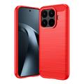 Husă TPU Brushed Xiaomi 17T - Fibră de Carbon - Roșu