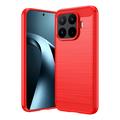 Husă TPU Brushed Xiaomi 17T Pro - Fibră de Carbon - Roșu