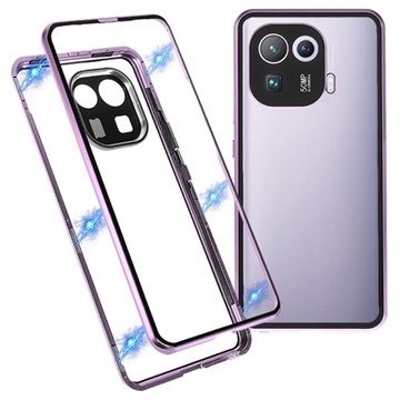 Husă Magnetică cu Sticlă Temperată Xiaomi Mi 11 Pro - Violet Deschis