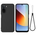Husă din silicon lichid Xiaomi Poco C81 Pro cu curea de mana - Negru