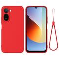 Husă din silicon lichid Xiaomi Poco C81 Pro cu curea de mana - Roșu