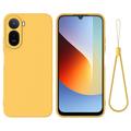 Husă din silicon lichid Xiaomi Poco C81 Pro cu curea de mana - Galben