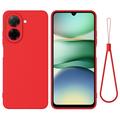 Husă din silicon lichid Xiaomi Poco C81x cu curea de mana - Roșu