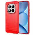 Husă TPU Brushed Xiaomi Poco M8 Pro/Redmi Note 15 Pro+ 5G - Fibră de Carbon - Roșu
