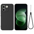 Husă din silicon lichid Xiaomi Poco X8 Power cu curea de mana - Negru