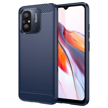 Husă TPU Brushed Xiaomi Redmi 12C - Fibră de Carbon - Albastru