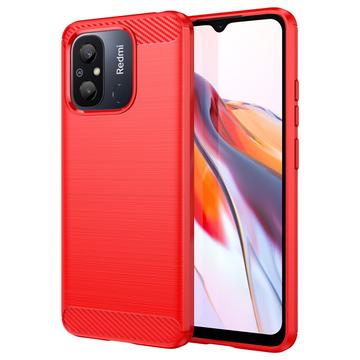 Husă TPU Brushed Xiaomi Redmi 12C - Fibră de Carbon - Roșu